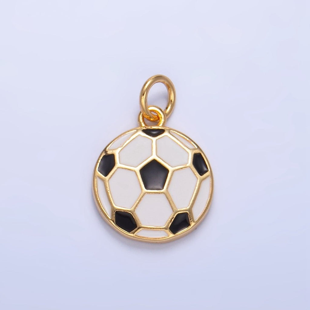 24K Gold Filled Sports Soccer Football Enamel Charm | W049