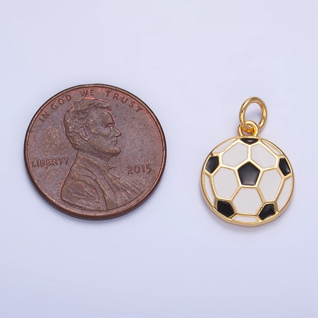 24K Gold Filled Sports Soccer Football Enamel Charm | W049