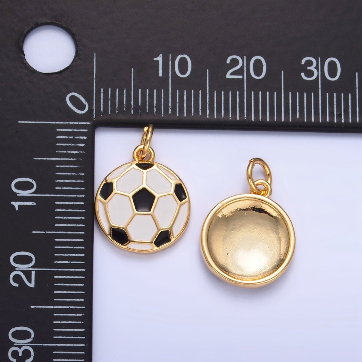 24K Gold Filled Sports Soccer Football Enamel Charm | W049